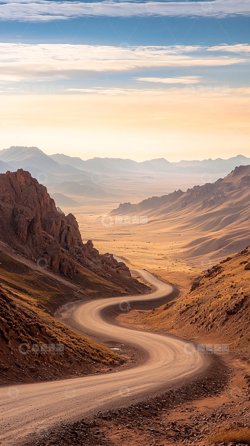高清大图下载【趣麦麦图】沙漠蜿蜒公路风景
