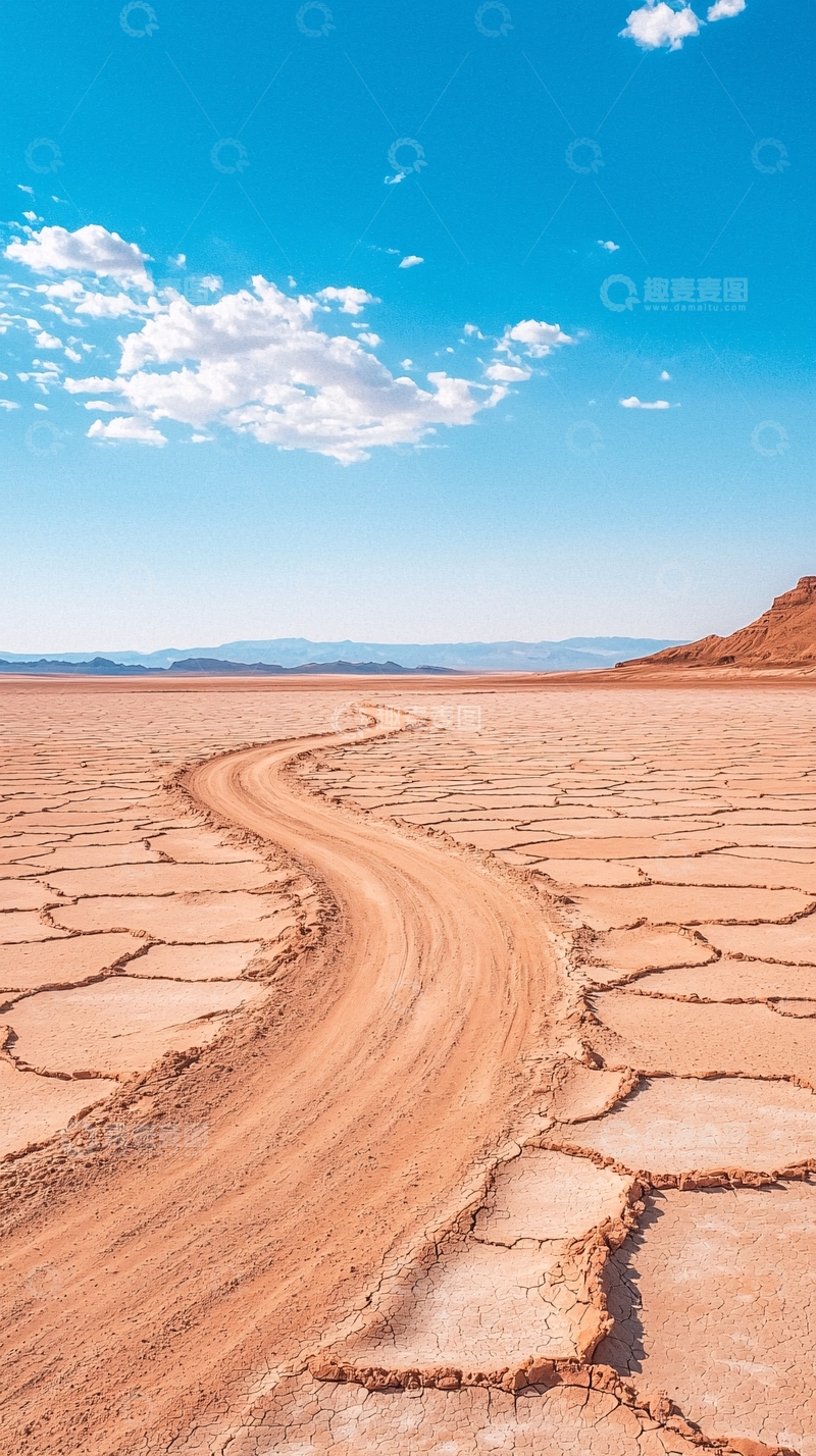 高清大图下载【趣麦麦图】沙漠中的蜿蜒小路