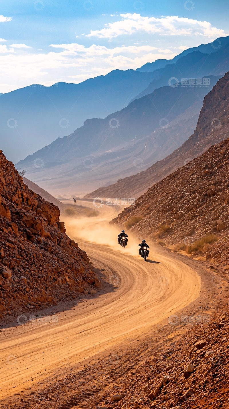 高清大图下载【趣麦麦图】沙漠公路骑行风景