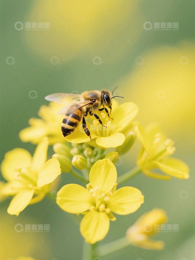 高清大图下载【趣麦麦图】蜜蜂花朵采蜜3