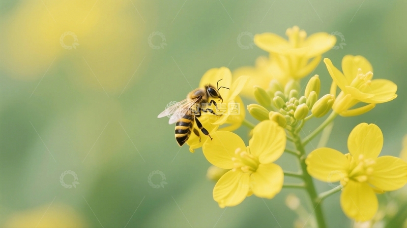 高清大图下载【趣麦麦图】蜜蜂花朵采蜜5