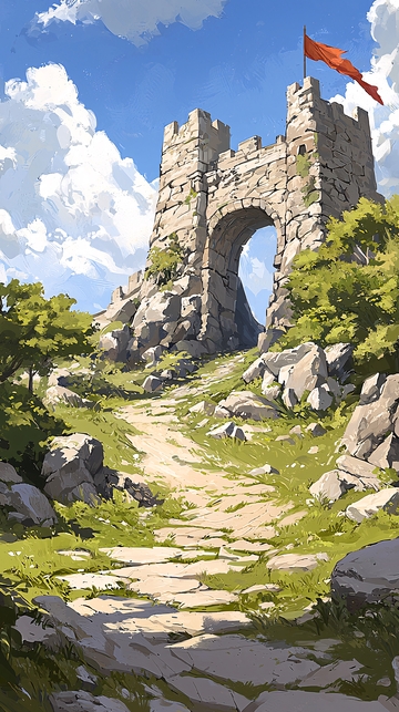 古堡遗迹石路
