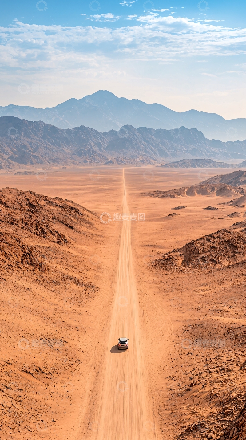 高清大图下载【趣麦麦图】沙漠公路远行风景
