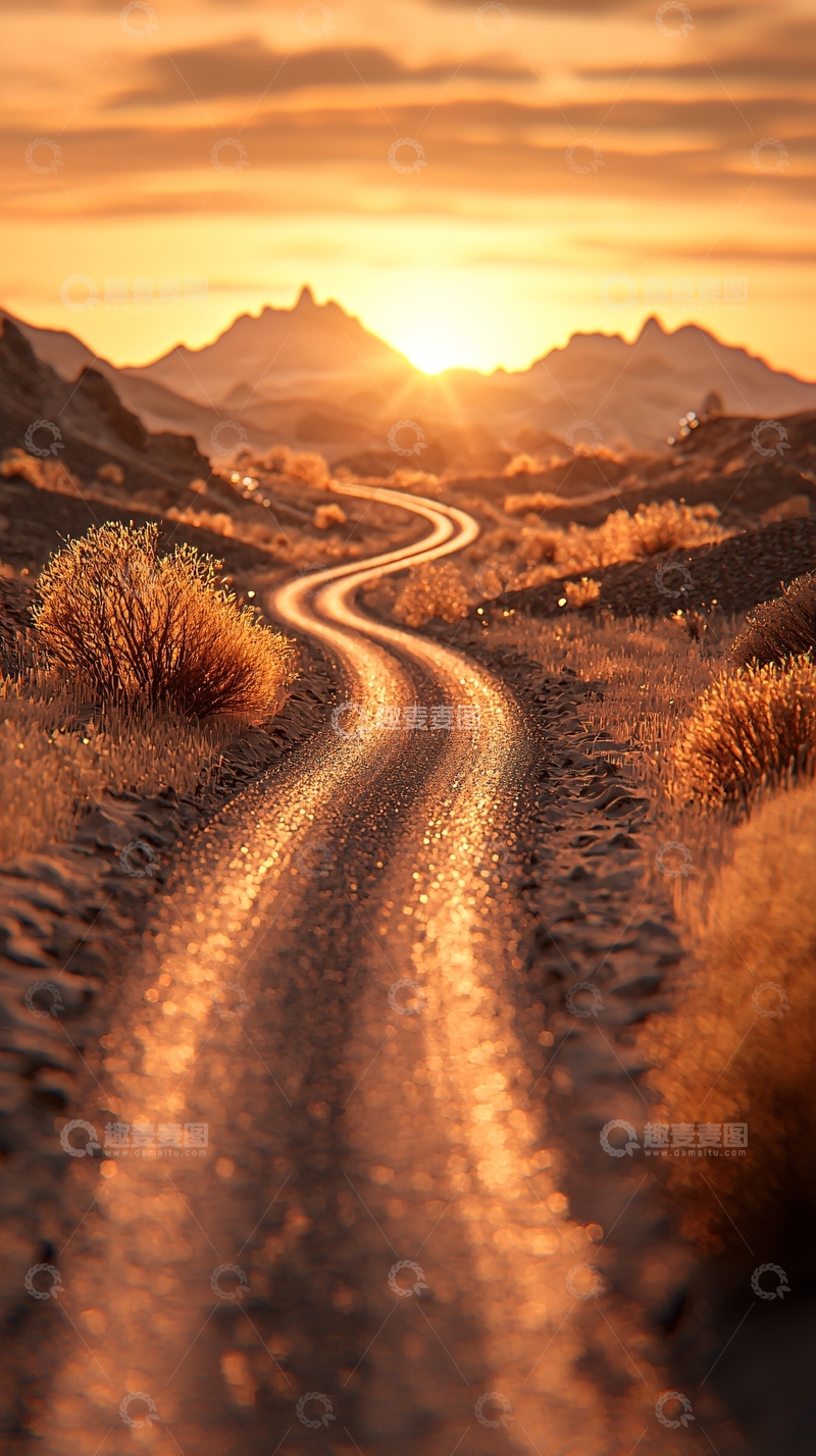 高清大图下载【趣麦麦图】夕阳下的蜿蜒小路