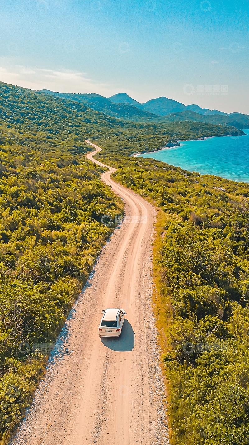 高清大图下载【趣麦麦图】海边山间小路自驾游