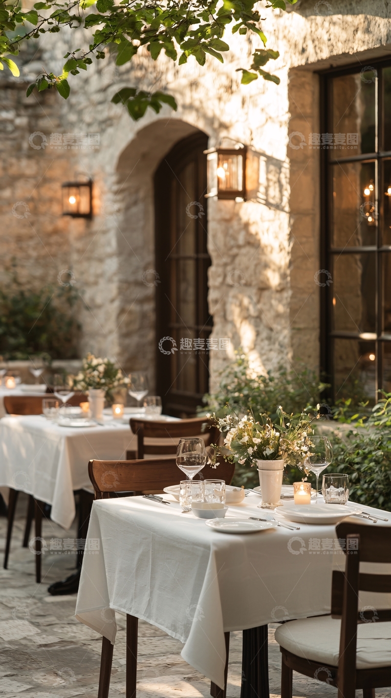 高清大图下载【趣麦麦图】户外庭院餐厅布置场景