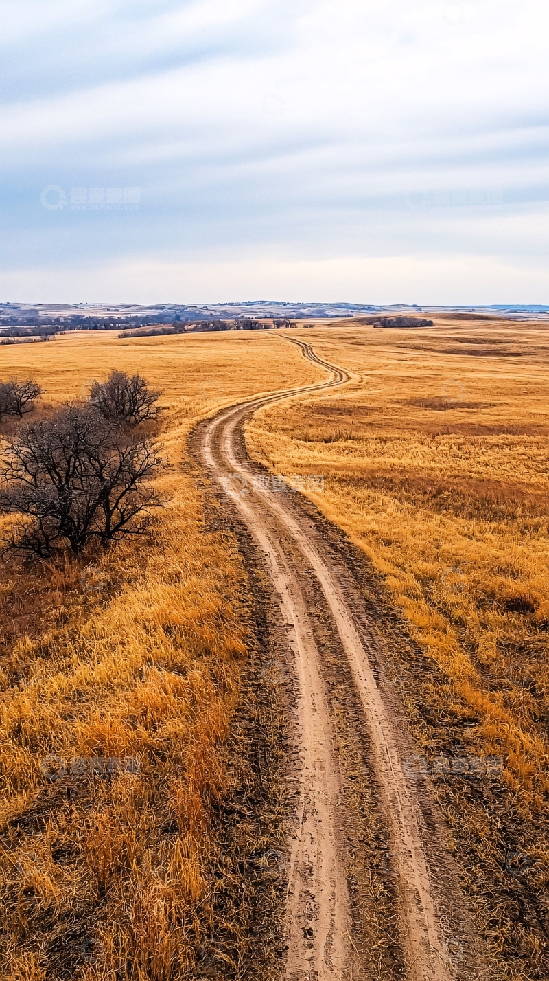 高清大图下载【趣麦麦图】秋日田野中的泥土小路