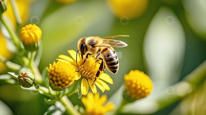 高清大图下载【趣麦麦图】蜜蜂花朵采蜜8