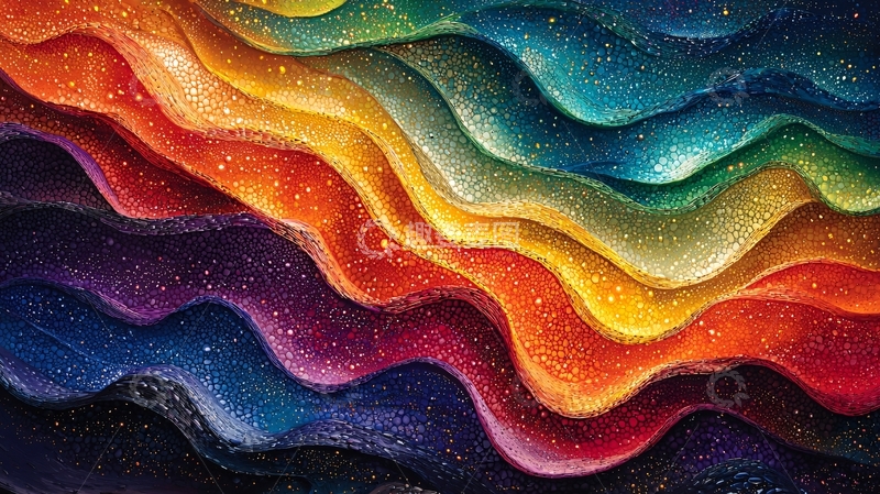 高清大图下载【趣麦麦图】彩虹波浪抽象艺术背景