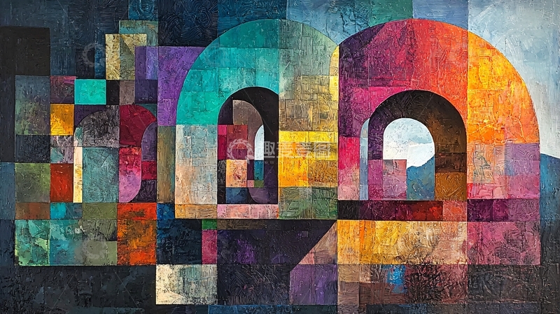 高清大图下载【趣麦麦图】色彩斑斓的抽象几何艺术画