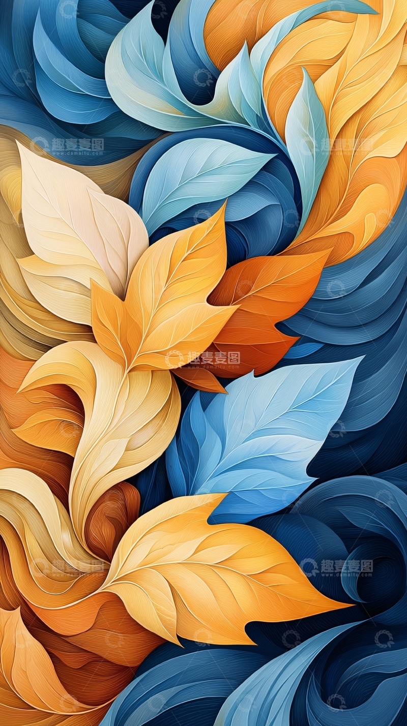 高清大图下载【趣麦麦图】秋叶抽象艺术背景图