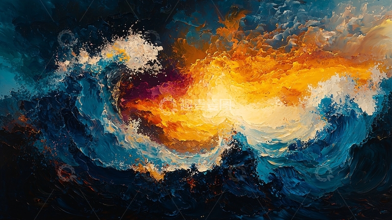 高清大图下载【趣麦麦图】波涛汹涌的海洋抽象艺术