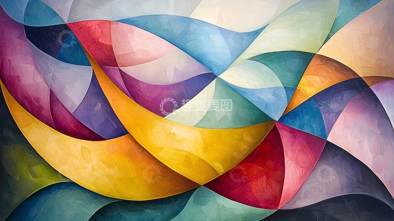 高清大图下载【趣麦麦图】色彩斑斓的抽象波浪画