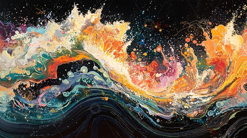 高清大图下载【趣麦麦图】色彩斑斓的抽象波浪艺术