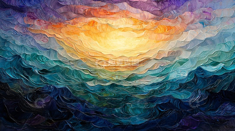 高清大图下载【趣麦麦图】色彩斑斓的抽象波浪艺术