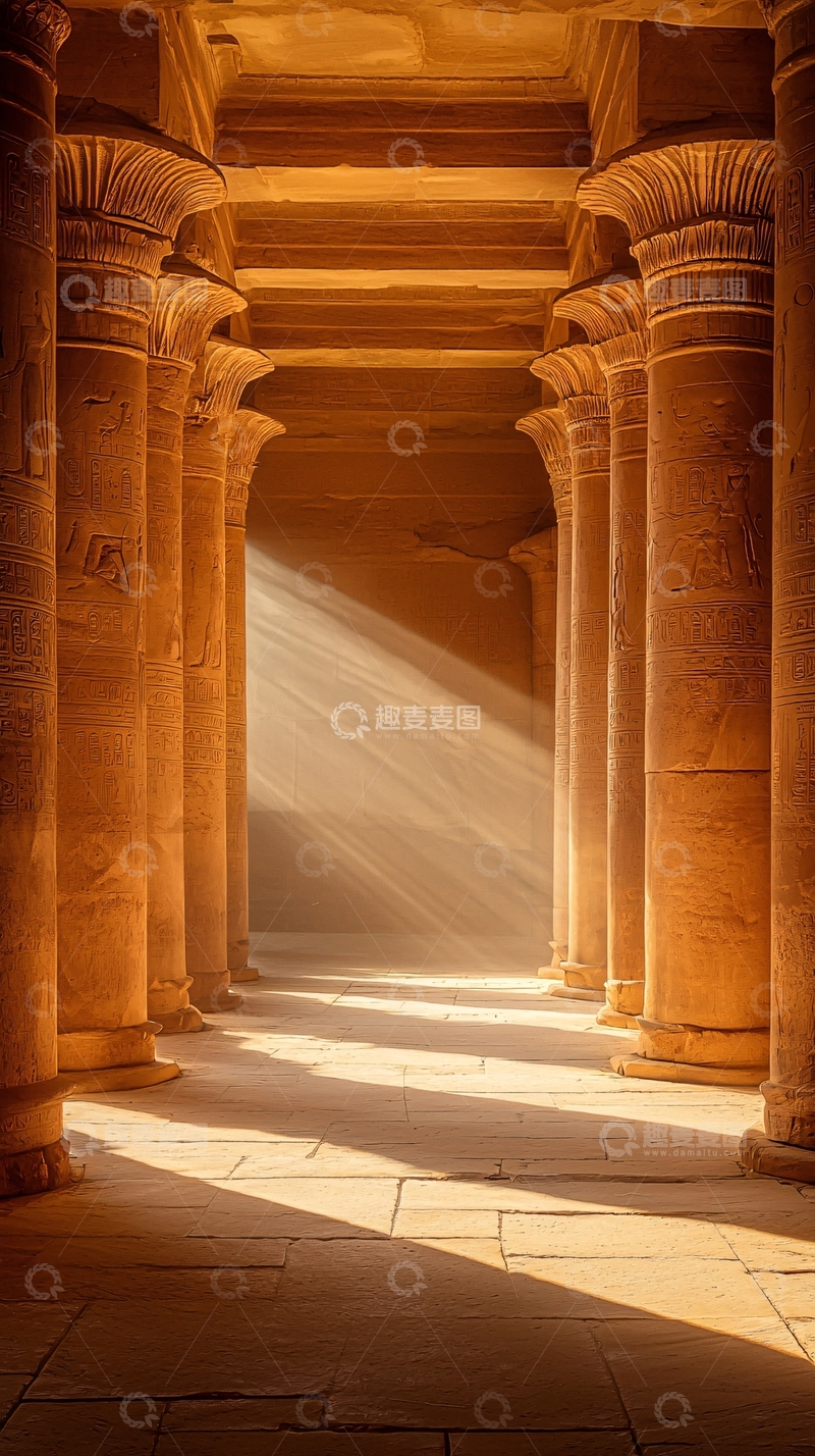 高清大图下载【趣麦麦图】古埃及神庙柱廊