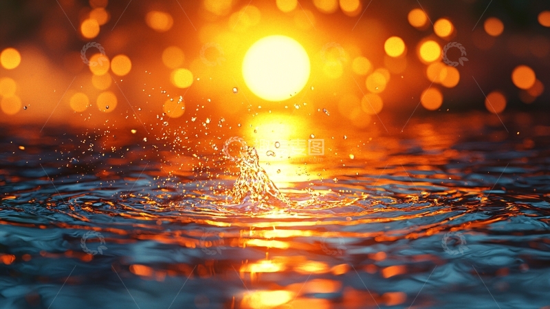 高清大图下载【趣麦麦图】日落水面涟漪