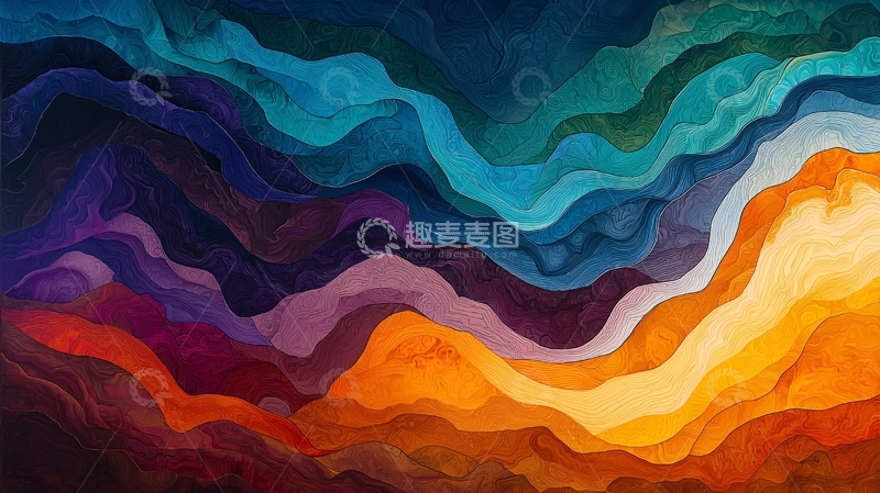 高清大图下载【趣麦麦图】抽象色彩波浪纹理背景