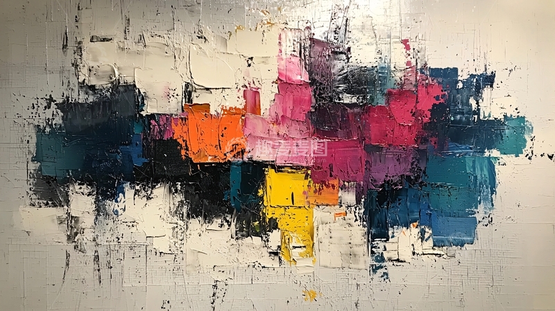 高清大图下载【趣麦麦图】抽象色彩块拼接艺术画