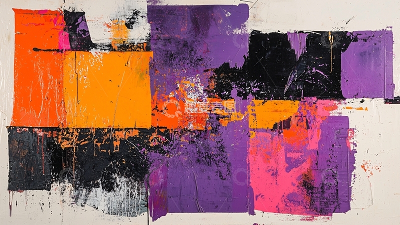 高清大图下载【趣麦麦图】抽象色彩块拼接画