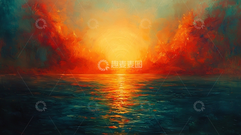 高清大图下载【趣麦麦图】秋日湖畔夕阳美景