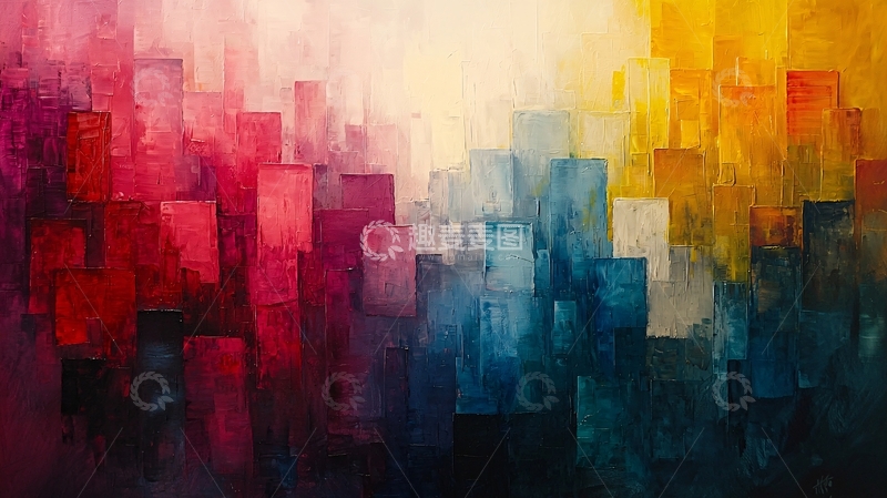 高清大图下载【趣麦麦图】抽象城市夜景油画