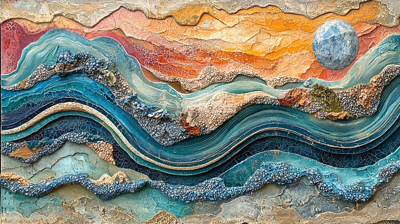 高清大图下载【趣麦麦图】抽象河流与星球的艺术画作