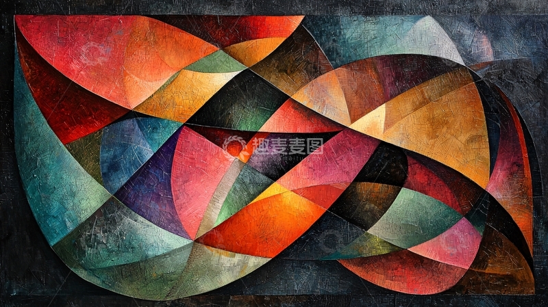 高清大图下载【趣麦麦图】抽象几何色彩拼接艺术画