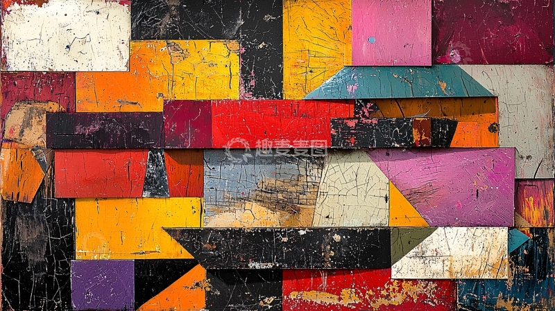 高清大图下载【趣麦麦图】抽象几何拼接艺术画板
