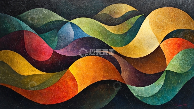 高清大图下载【趣麦麦图】抽象色彩波浪艺术画