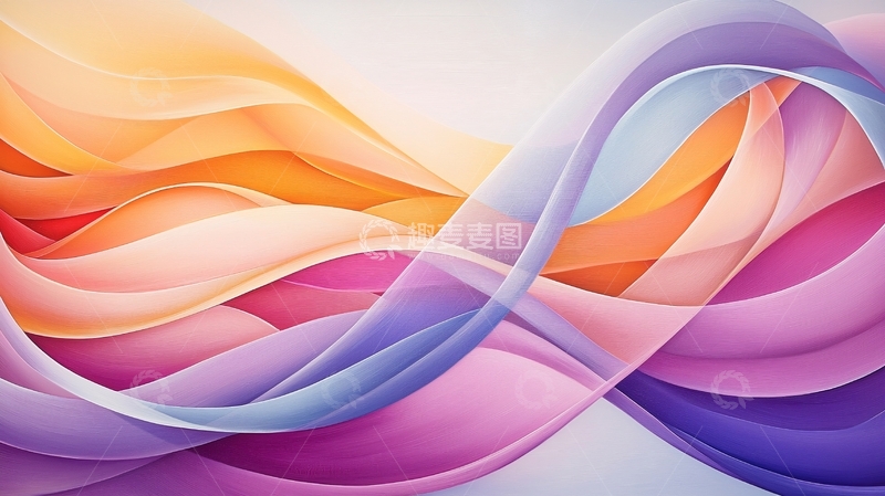 高清大图下载【趣麦麦图】抽象色彩流动曲线背景