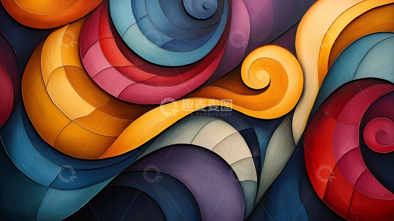 高清大图下载【趣麦麦图】色彩漩涡抽象艺术背景