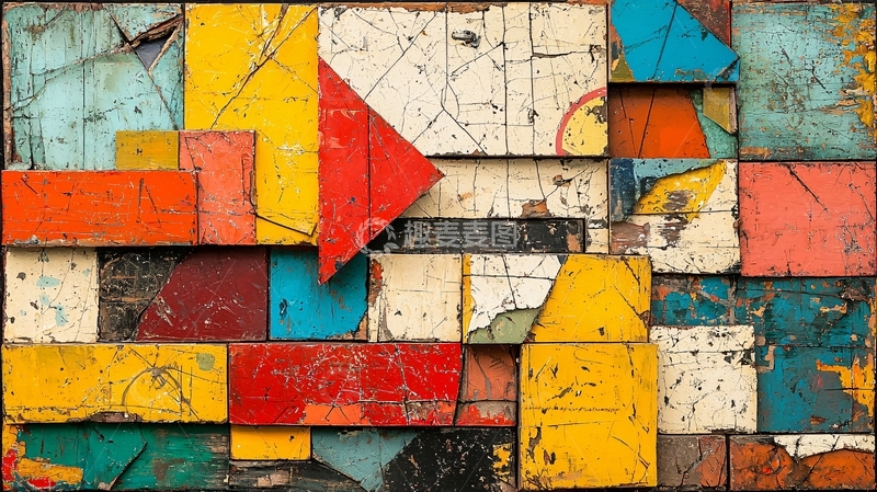 高清大图下载【趣麦麦图】色彩斑斓的拼图木板背景