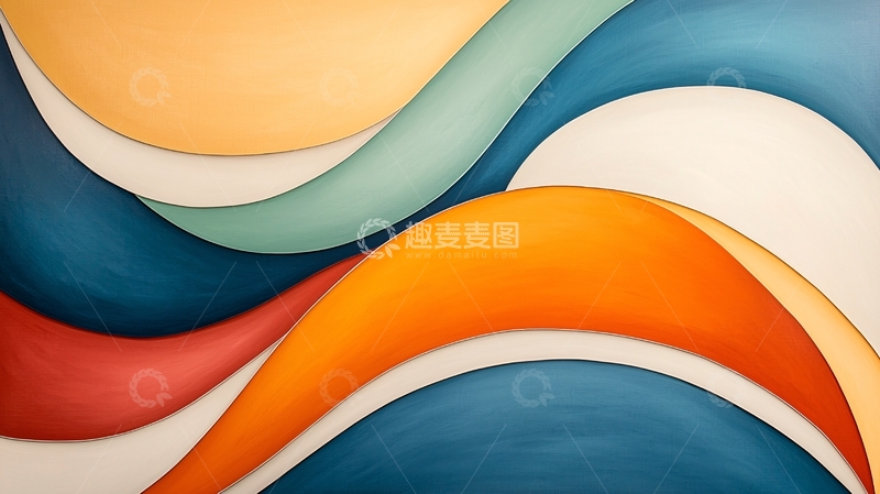 高清大图下载【趣麦麦图】抽象色彩波浪线条背景图