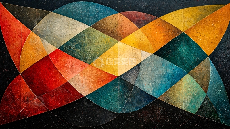 高清大图下载【趣麦麦图】抽象几何色彩拼接艺术画