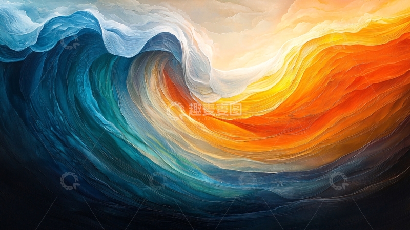 高清大图下载【趣麦麦图】色彩斑斓的海浪艺术画