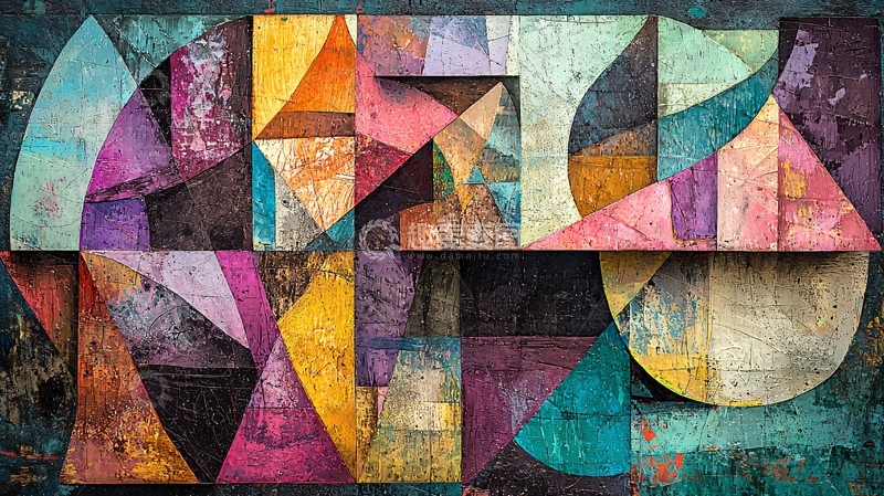 高清大图下载【趣麦麦图】抽象几何拼贴艺术背景