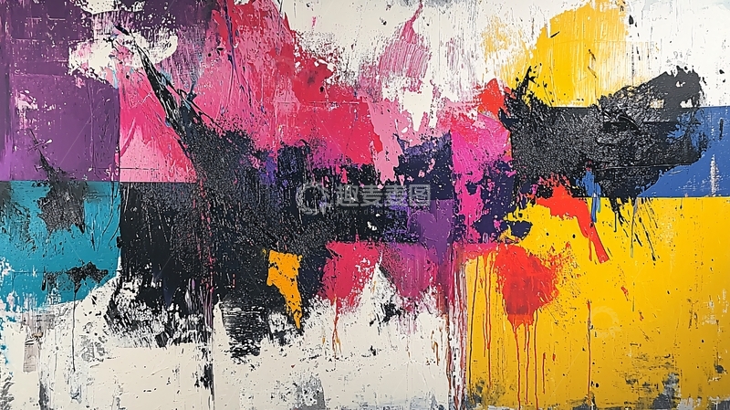 高清大图下载【趣麦麦图】抽象色彩斑斓泼墨画