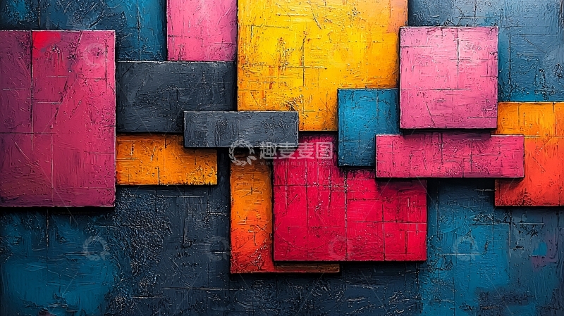 高清大图下载【趣麦麦图】抽象几何拼图背景素材