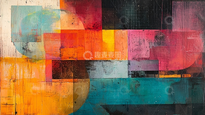 高清大图下载【趣麦麦图】抽象色彩拼接艺术画