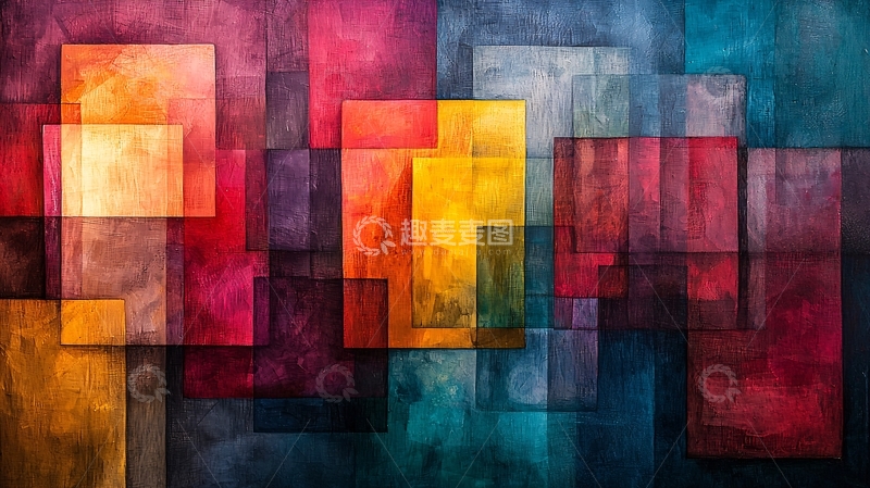 高清大图下载【趣麦麦图】抽象几何色彩块背景图