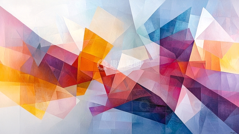 高清大图下载【趣麦麦图】抽象几何色彩拼接艺术画