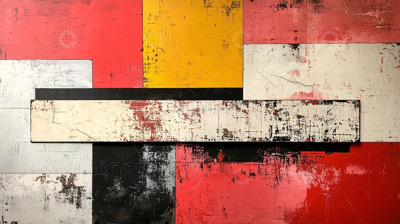 高清大图下载【趣麦麦图】抽象几何色块拼接艺术画