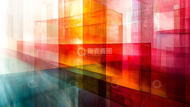 高清大图下载【趣麦麦图】色彩渐变抽象几何空间