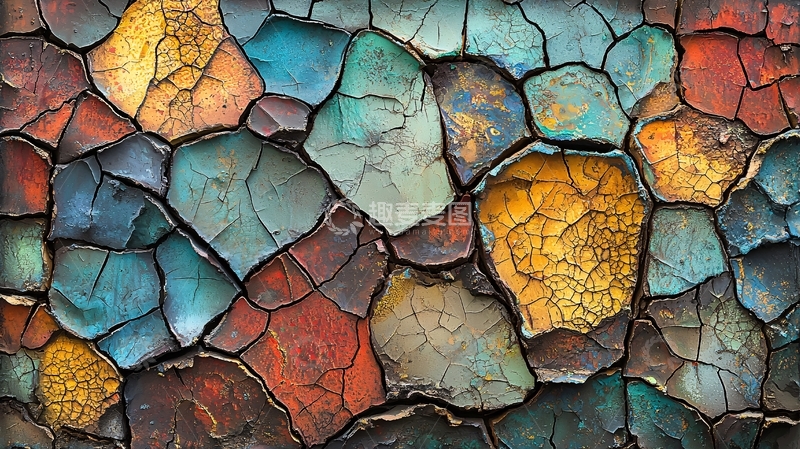 高清大图下载【趣麦麦图】裂纹多彩抽象背景