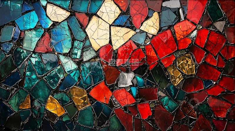 高清大图下载【趣麦麦图】破碎玻璃拼贴艺术背景