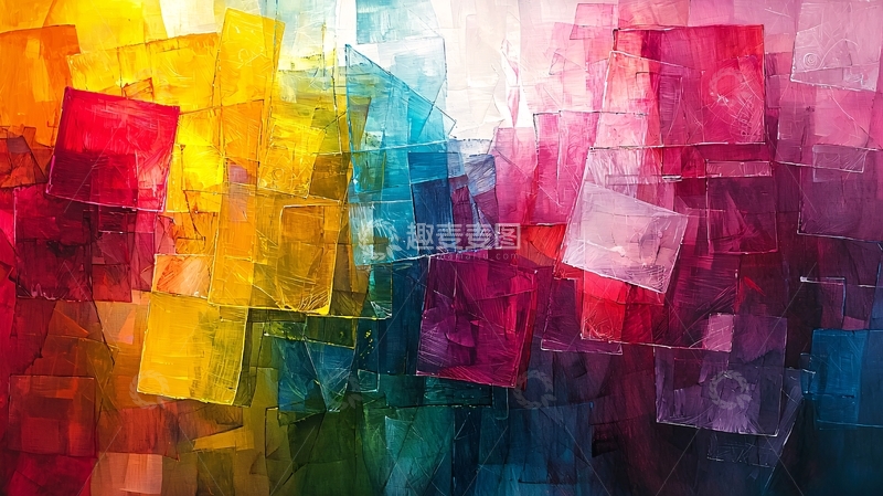 高清大图下载【趣麦麦图】抽象色彩拼接几何图形背景