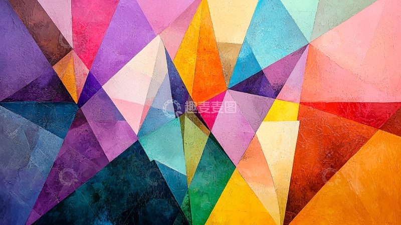 高清大图下载【趣麦麦图】色彩斑斓几何抽象艺术背景