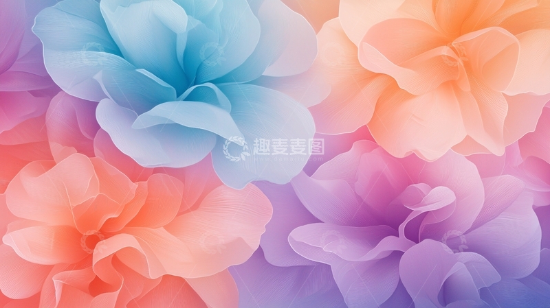 高清大图下载【趣麦麦图】梦幻渐变花朵背景图