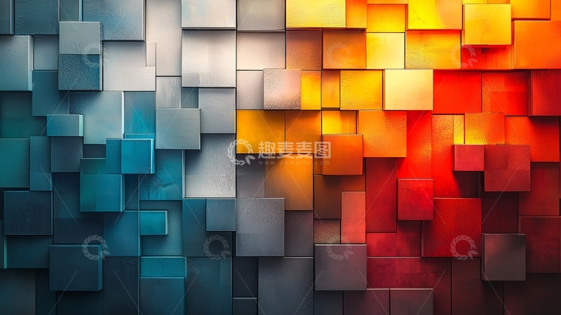 高清大图下载【趣麦麦图】色彩渐变立体方块背景